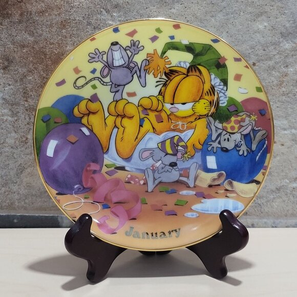 Garfield Calendar January Plate Jim Davis Plate No A 1444 Danbury Mint - Picture 14 of 14